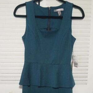 LOVE 21 FOREVER 21 Peacock Blue Peplum Pencil Dress S Exposed Zip